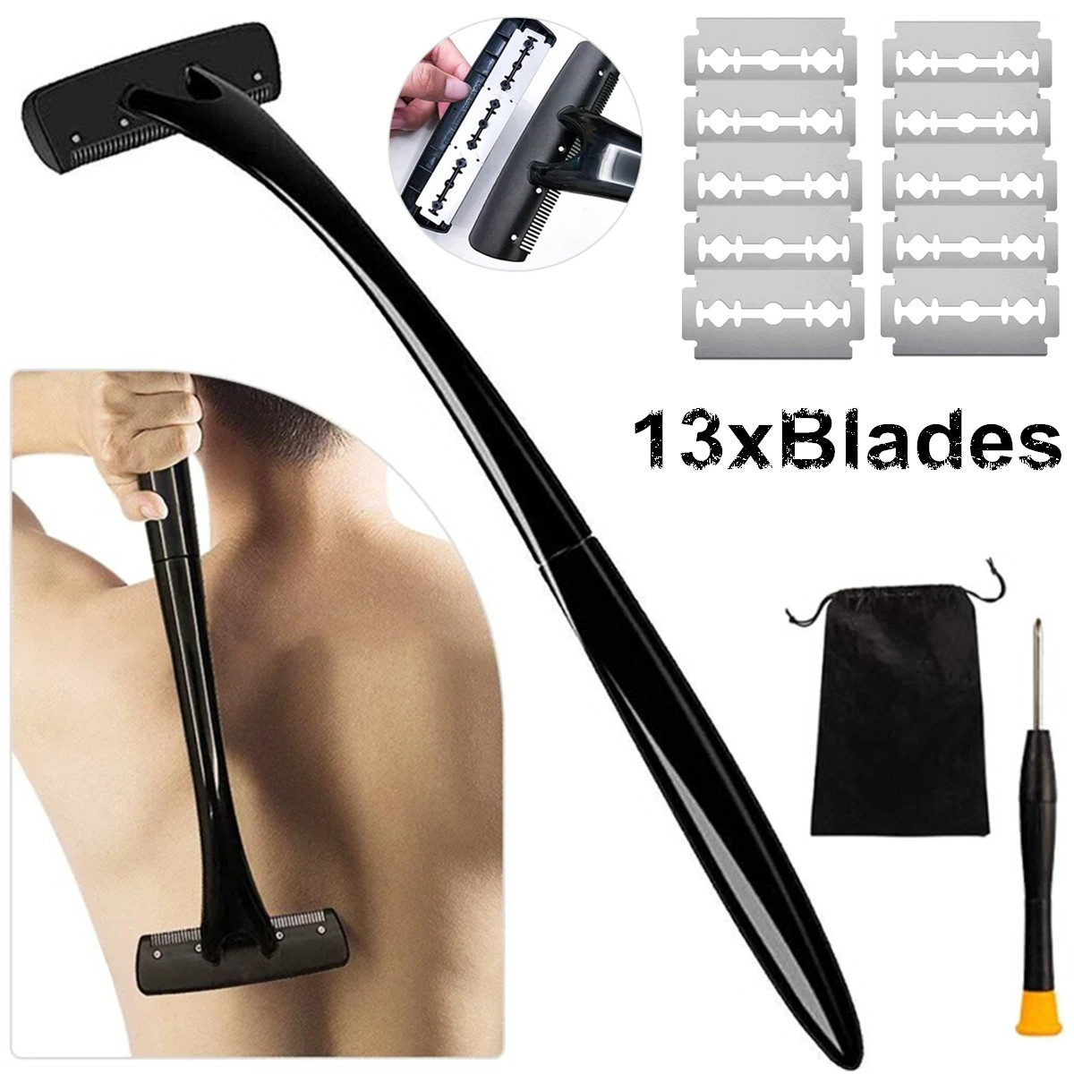 Men'S Grooming Blade - Długa maszynka do golenia pleców dla