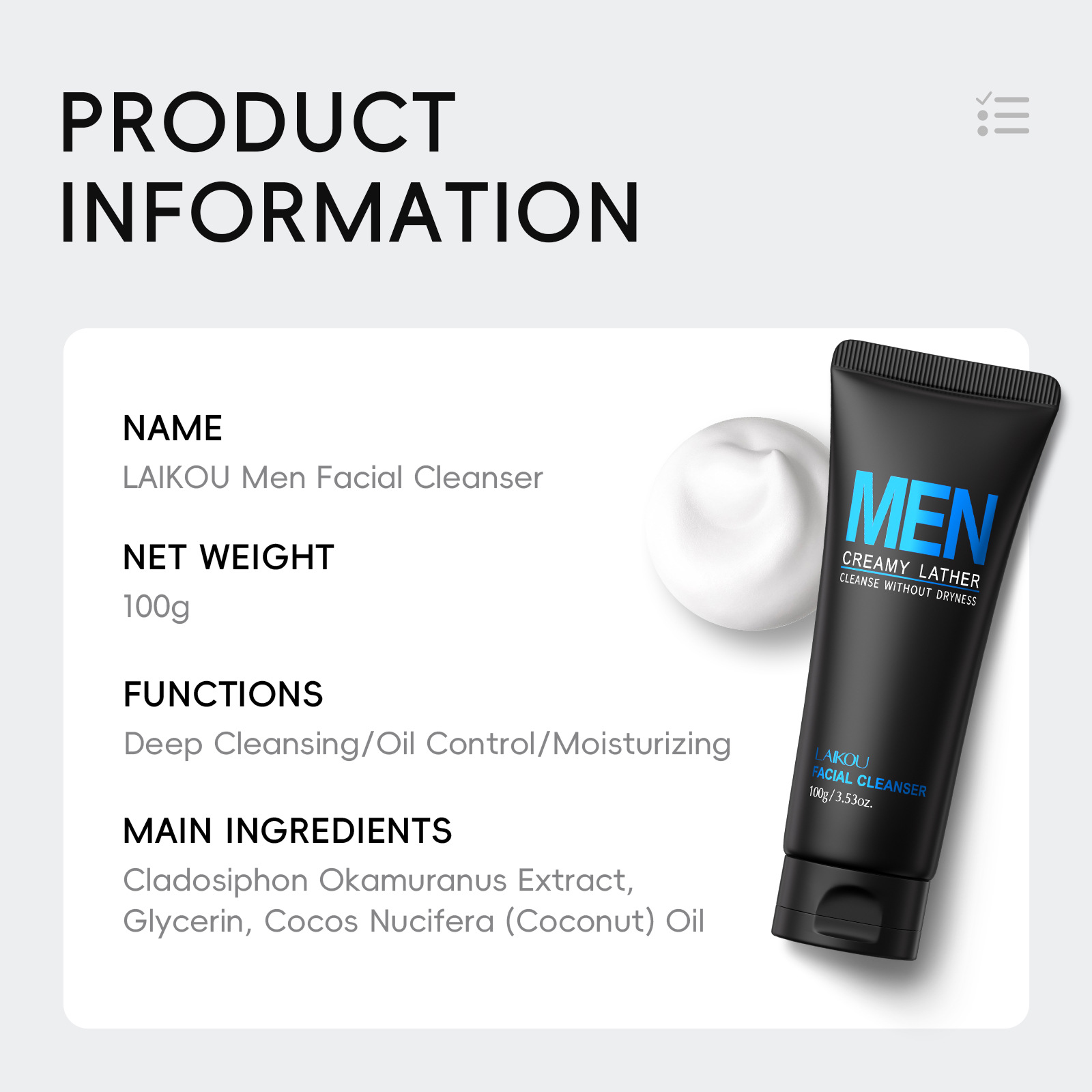 LAIKOU Men Face Wash 100g Głęb – Men'S Grooming Facial recenzja i cena